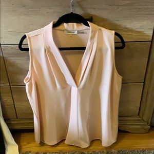 Calvin Klein Pleated V Neck Shell Top large pink